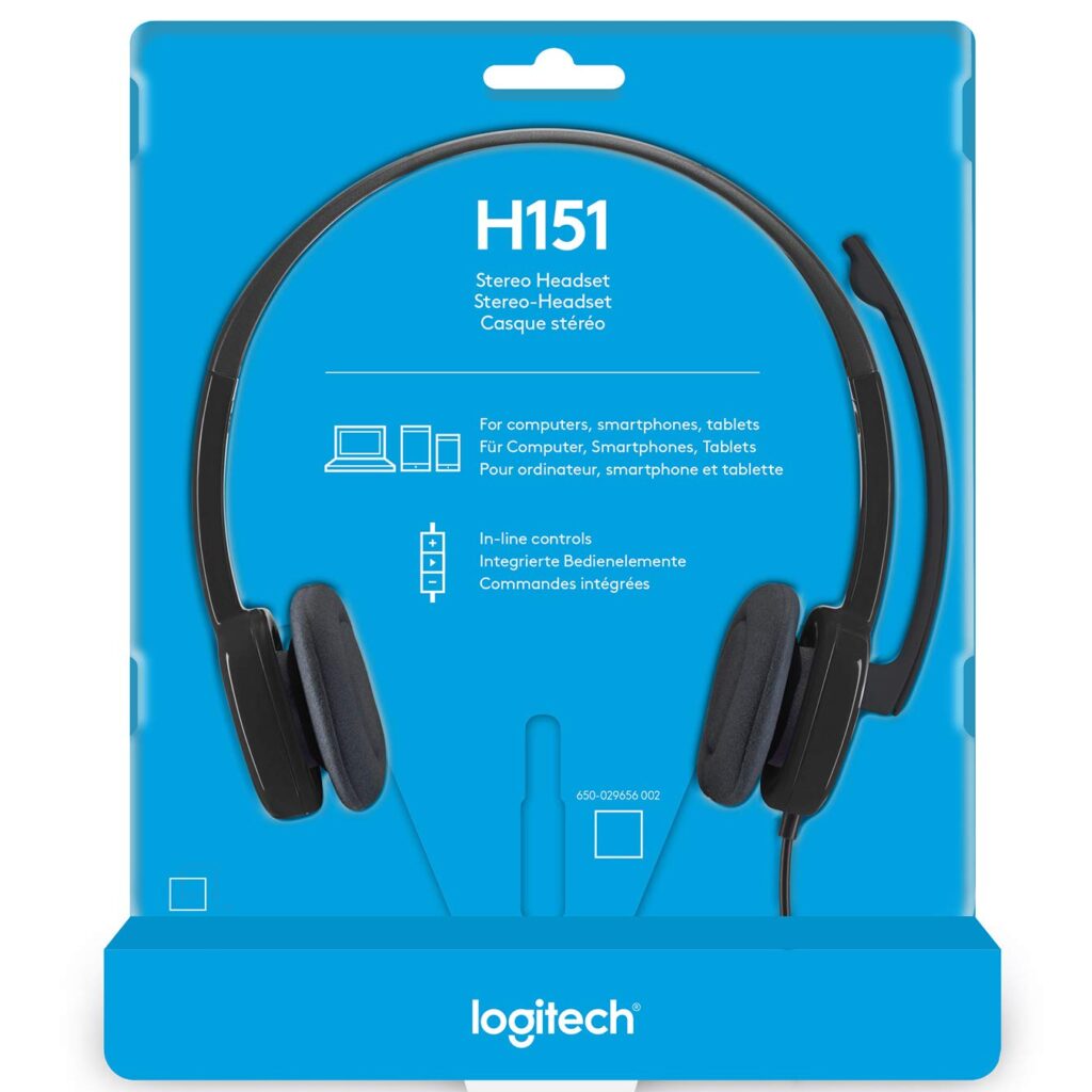 LOGITECH H151 Corded Stereo Headset - BLACK - 3.5 MM-981-000589 ...