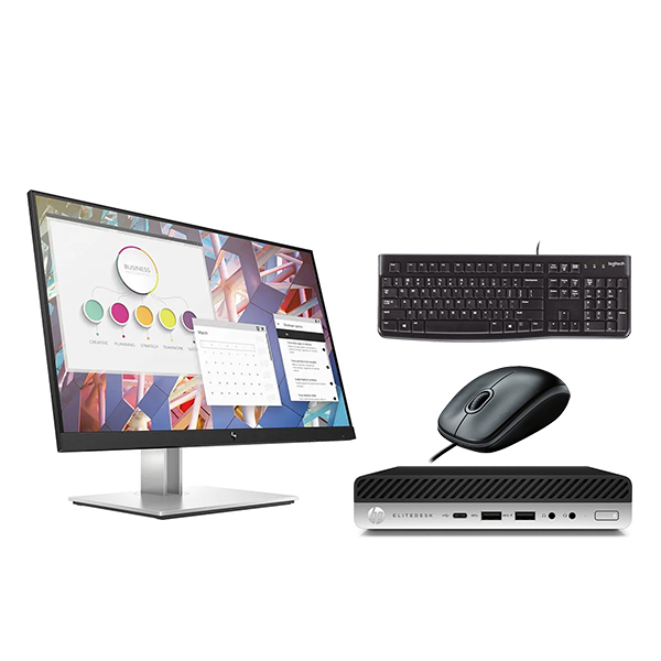 HP EliteDesk 800 G4 All-in-one Combo | Intel Core i5 | 8GB | 500GB HDD | Windows 10 Pro | 24" E24 G4 screen with Keyboard and Mouse