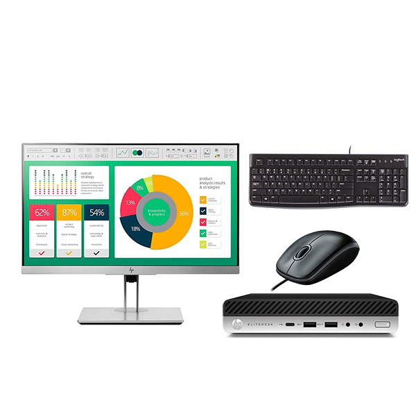 HP EliteDesk 800 G5 All-in-one Combo | Intel Core i3 | 8GB | 256GB HDD | Windows 10 Pro | 22" E223 screen with Keyboard and Mouse