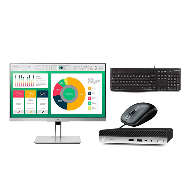 HP ProDesk 600 G5 All-in-one Combo | Intel Core i3 | 8GB | 256GB HDD | Windows 10 Pro | 22" E223 screen with Keyboard and Mouse